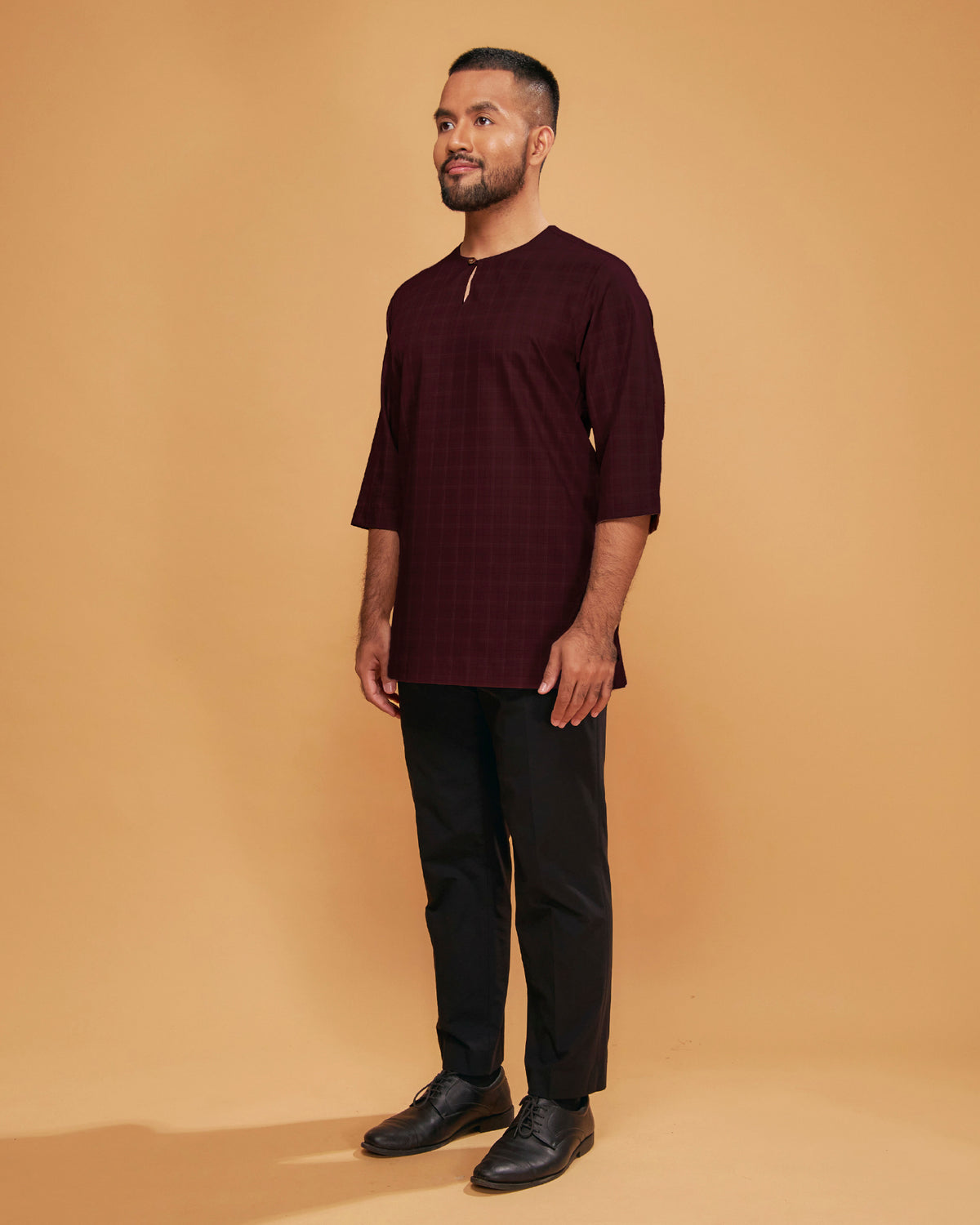KURTA JEBAT (Checked) - BURGUNDY