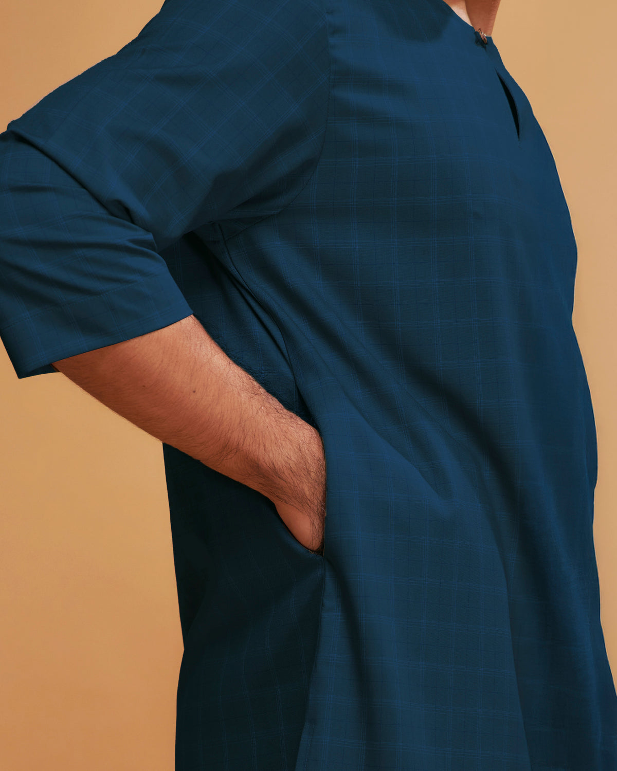 KURTA JEBAT (Checked) - TEAL BLUE