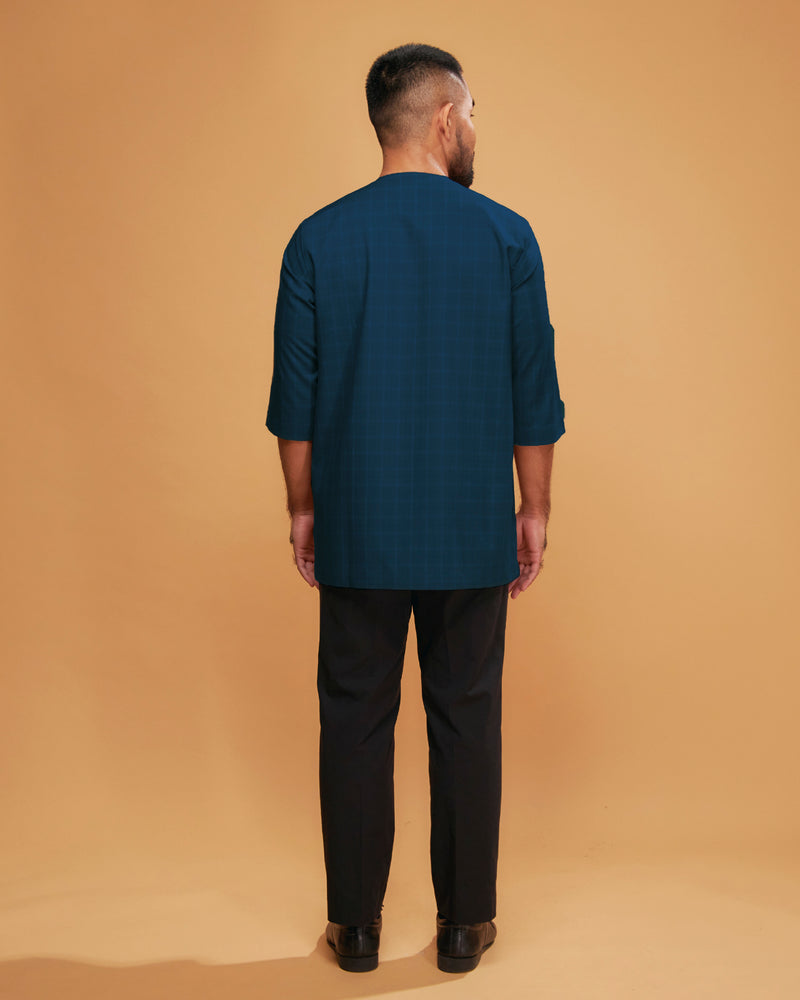 KURTA JEBAT (Checked) - TEAL BLUE