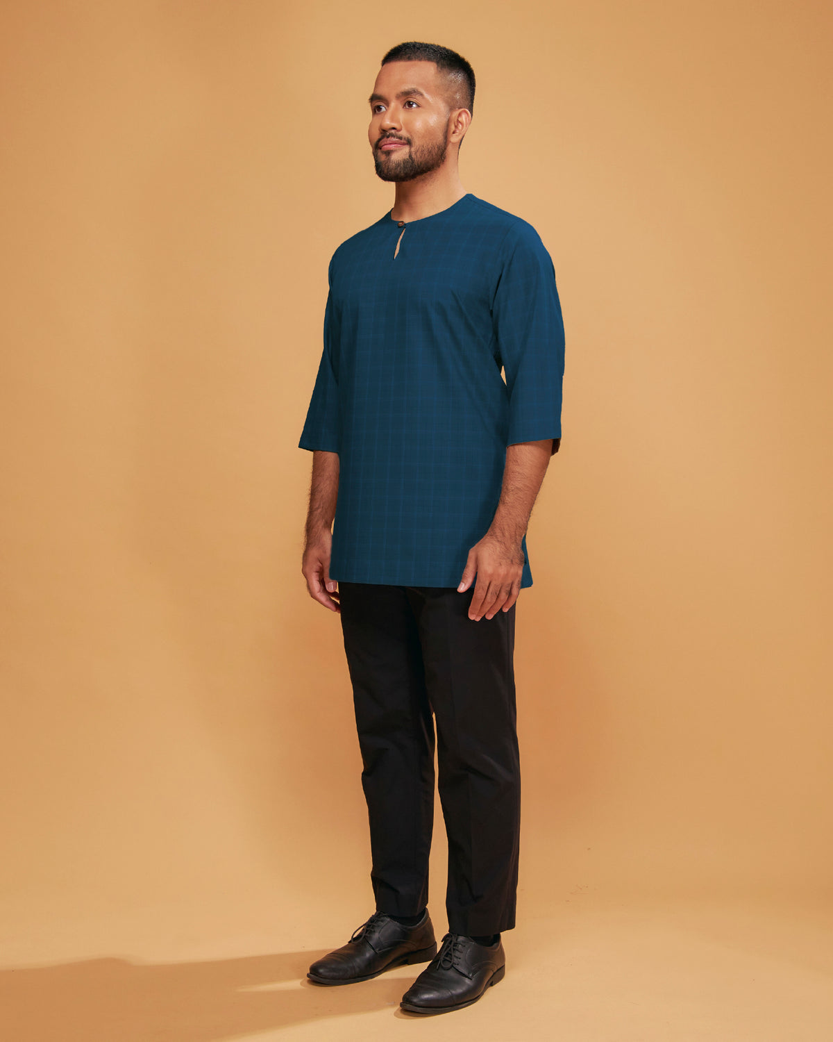 KURTA JEBAT (Checked) - TEAL BLUE