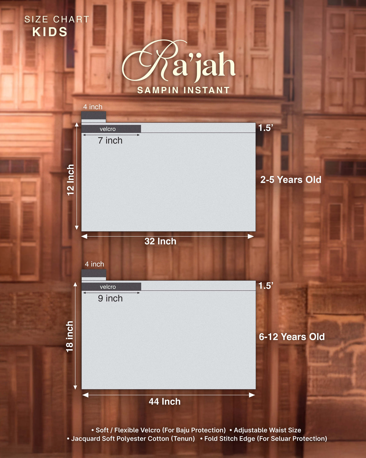 SAMPIN RA'JAH (KIDS) - FULL BLACK (RJ01)