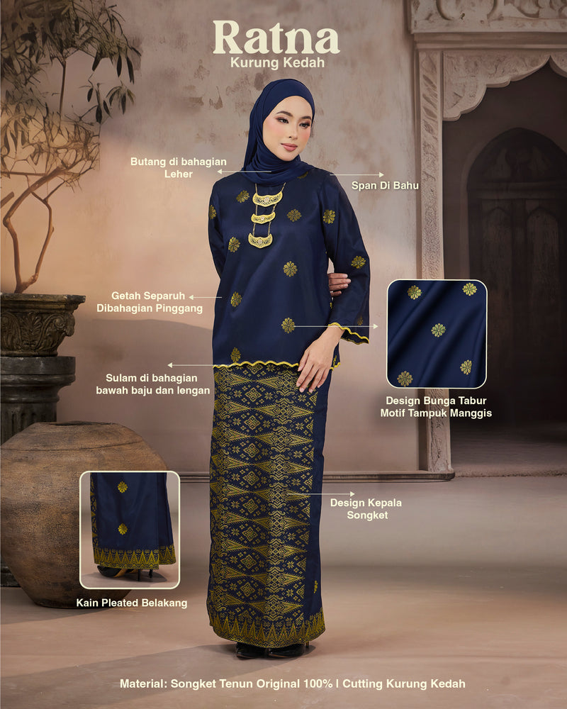 KURUNG RATNA (KEDAH SULAM) | TEAL BLUE - SILVER