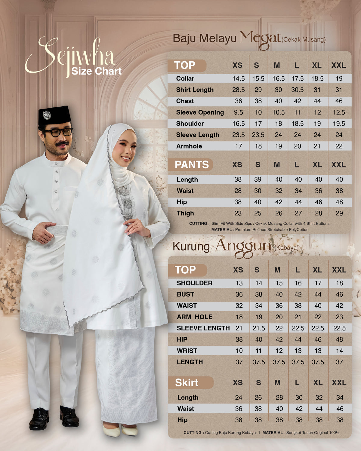 SEJIWHA SET D - BAJU MELAYU CEKAK MUSANG & KURUNG KEBAYA | MAROON SILVER/GOLD