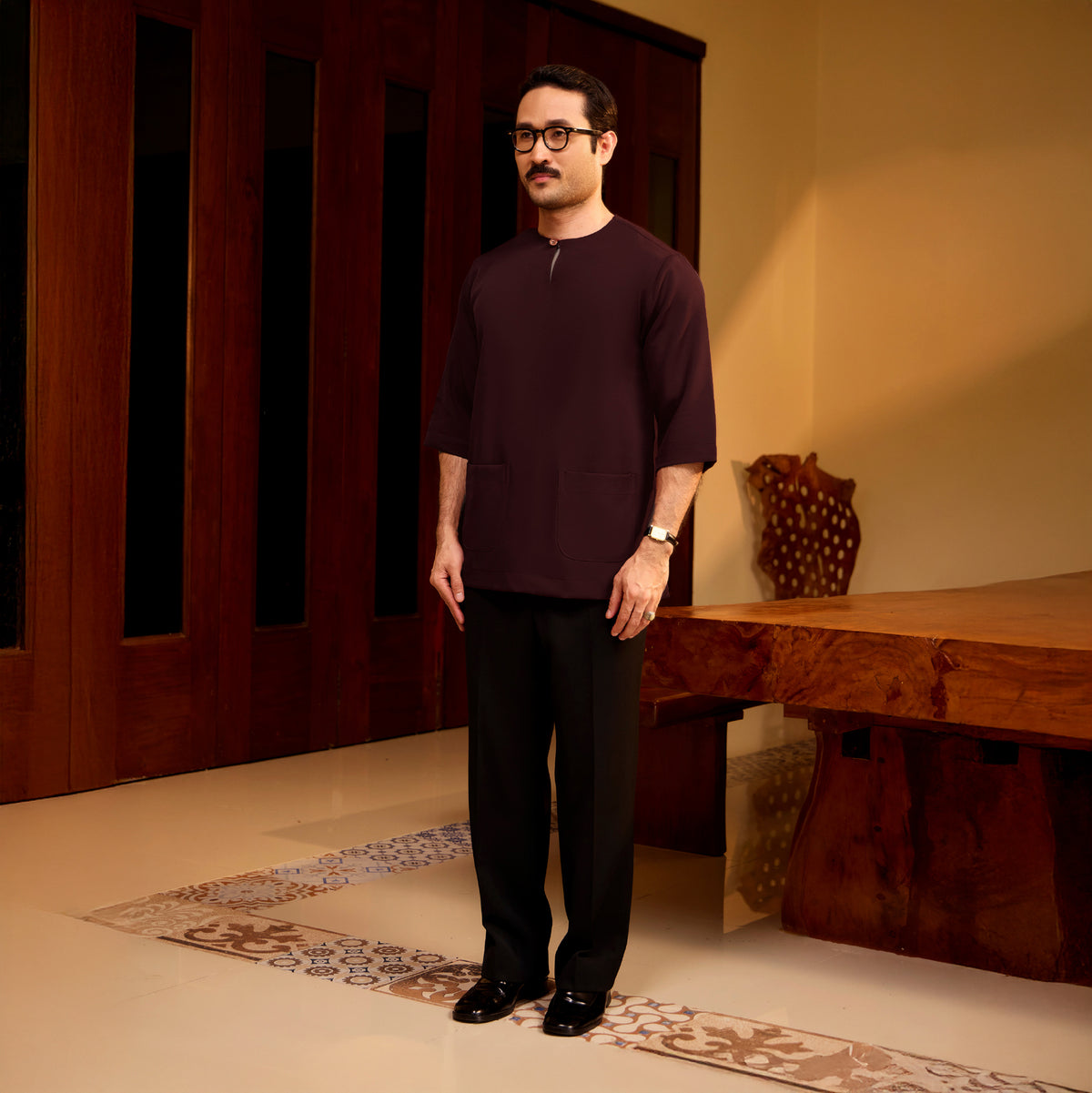 KURTA LAKSAMANA (PLAIN) FRONT POCKET - MAROON