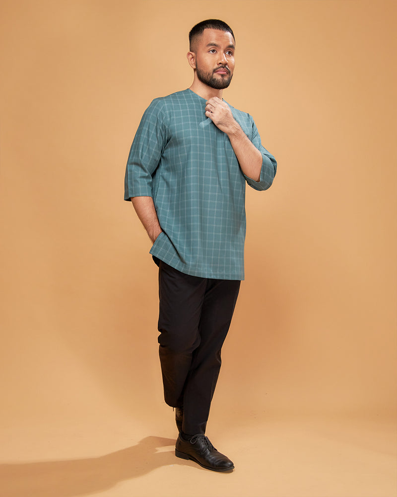 KURTA JEBAT (Checked) - TEAL GREEN