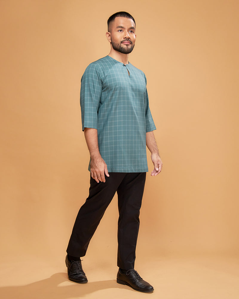 KURTA JEBAT (Checked) - TEAL GREEN