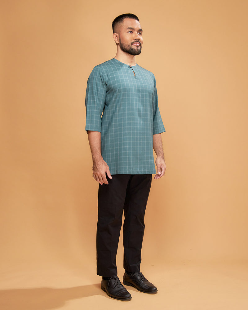 KURTA JEBAT (Checked) - TEAL GREEN