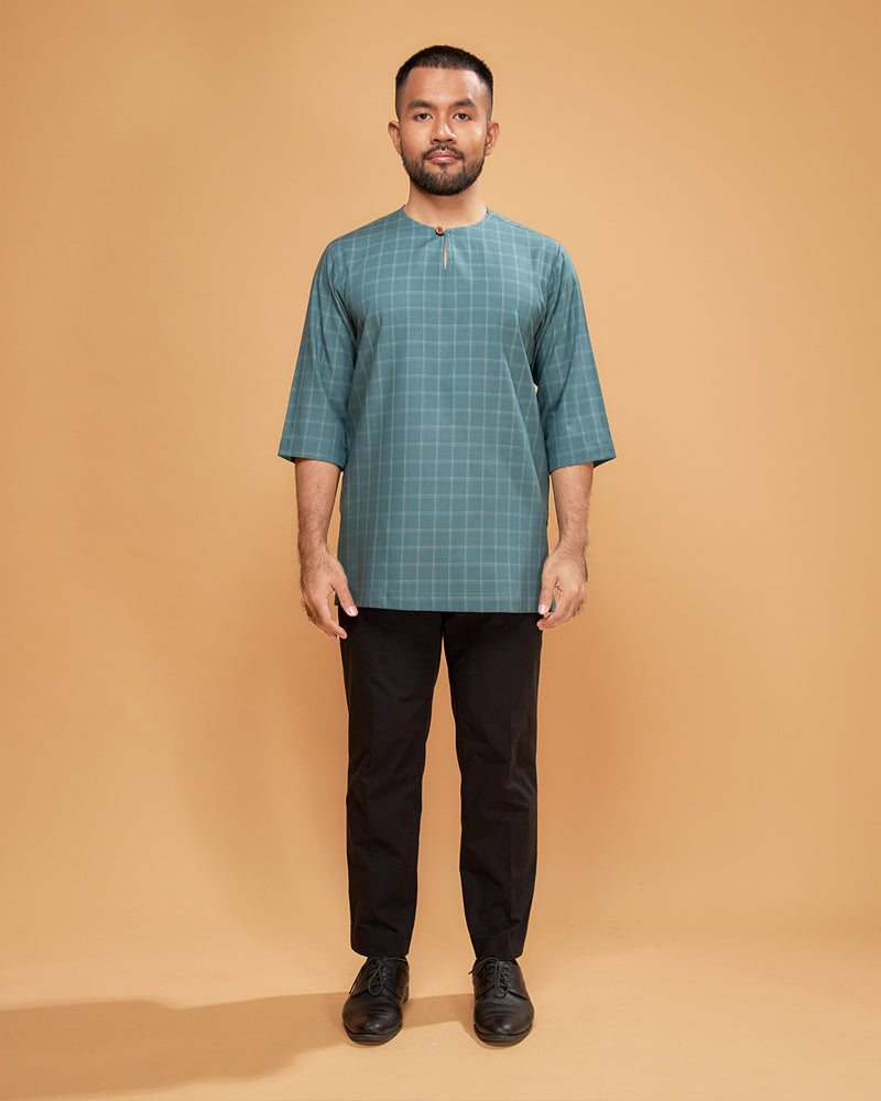 KURTA JEBAT (Checked) - TEAL GREEN