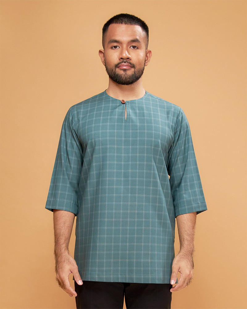 KURTA JEBAT (Checked) - TEAL GREEN