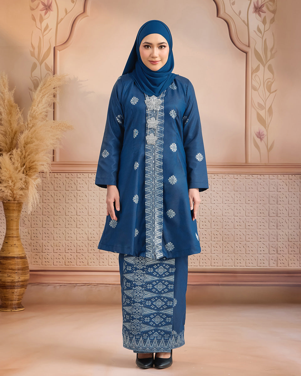 KURUNG ANGGUN (KEBAYA) | TEAL BLUE - SILVER