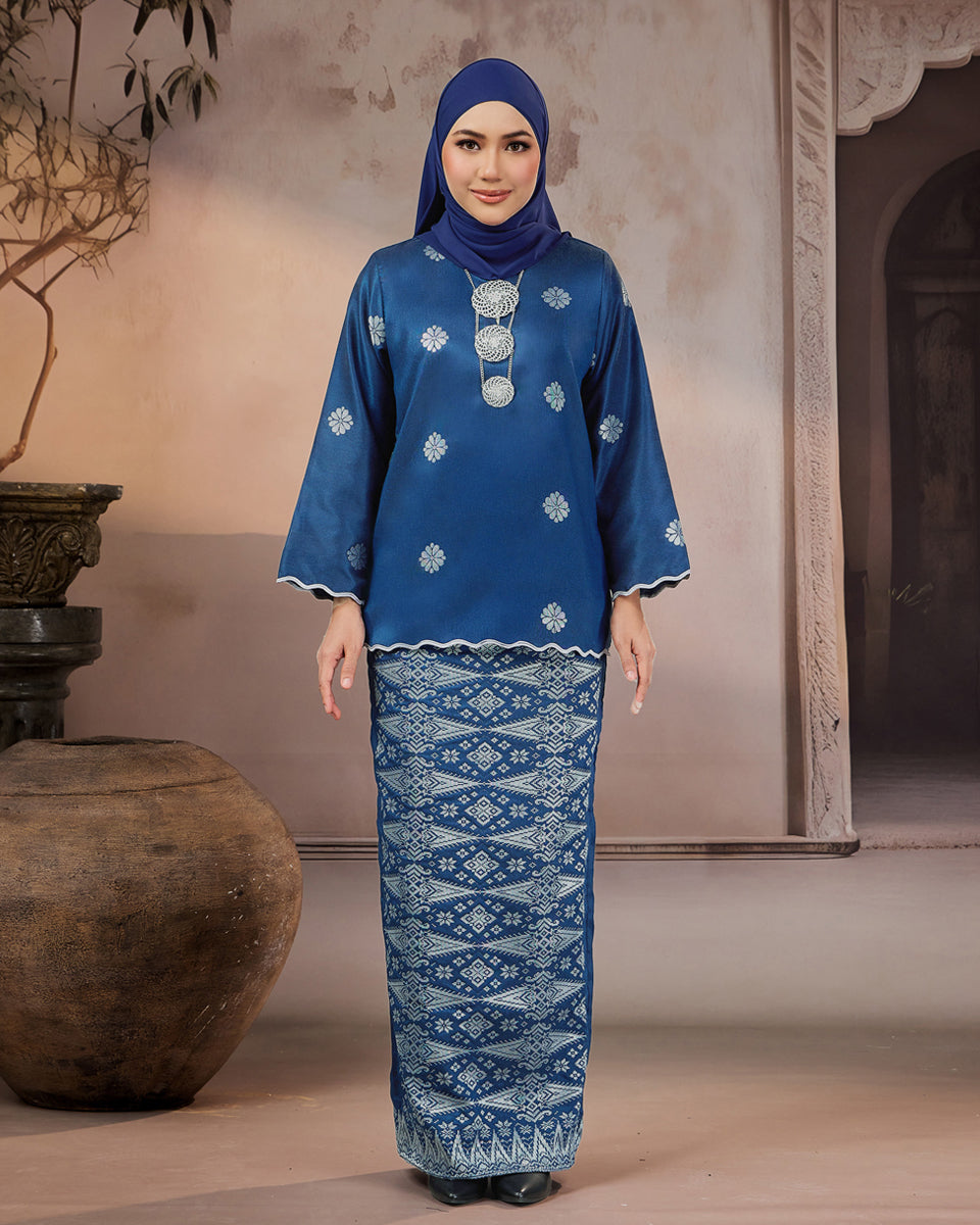 KURUNG RATNA (KEDAH SULAM) | TEAL BLUE - SILVER