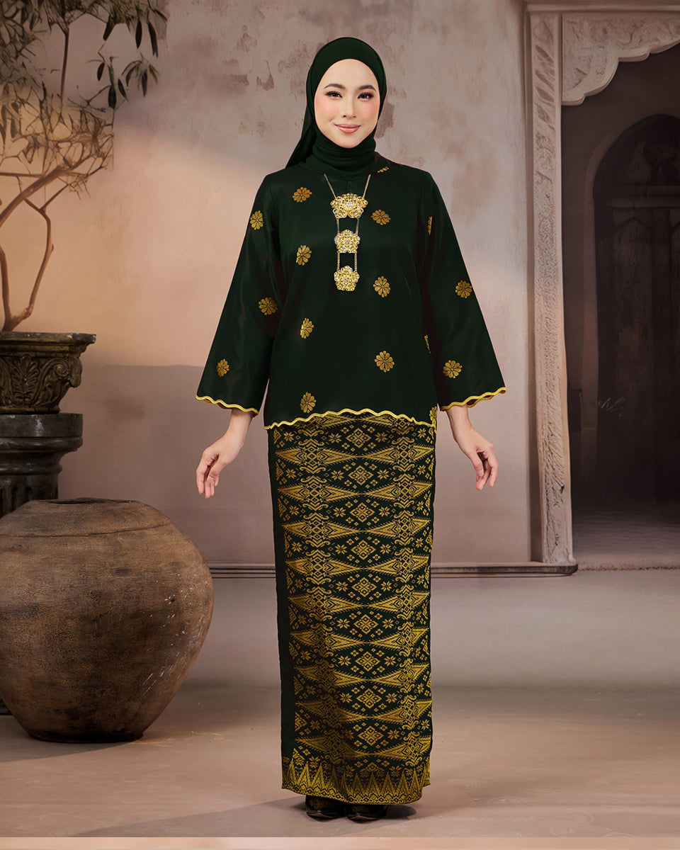 KURUNG RATNA (KEDAH SULAM) | DARK EMERALD GREEN - GOLD