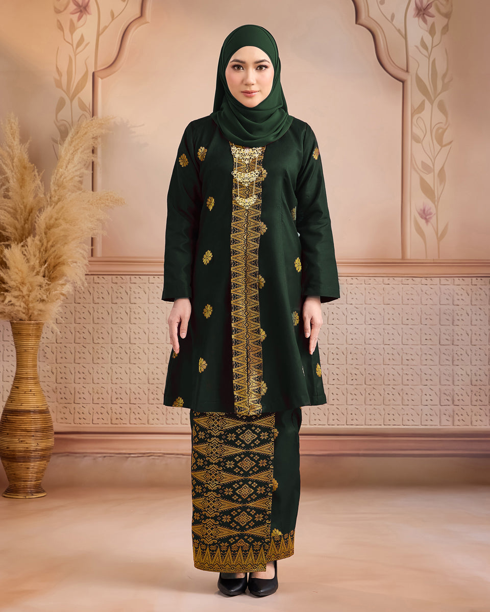 KURUNG ANGGUN (KEBAYA) | DARK EMERALD GREEN - GOLD
