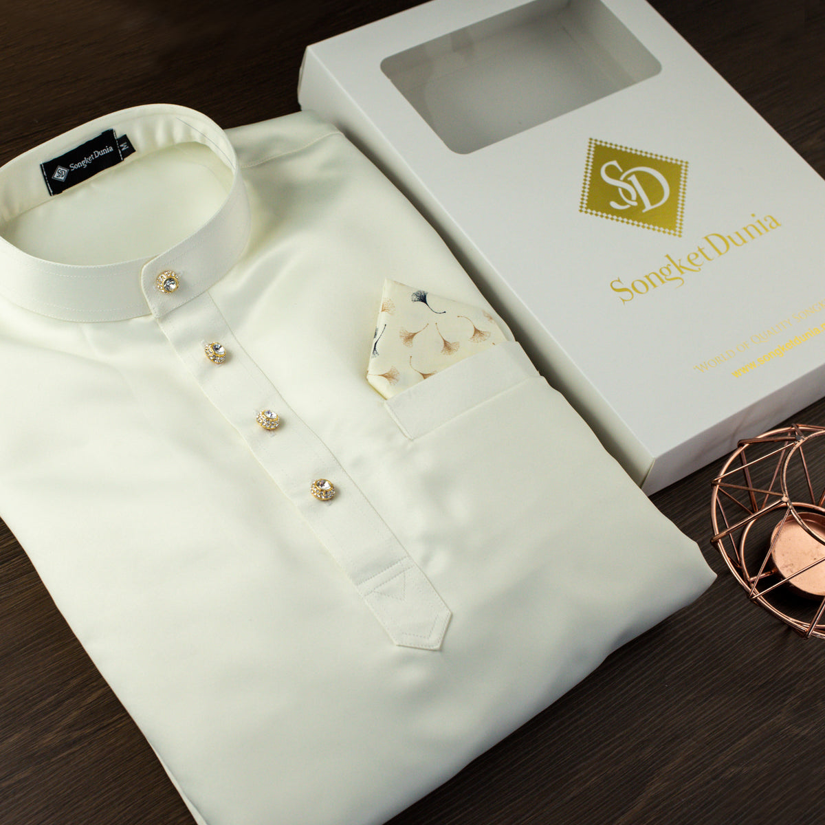 BAJU MELAYU PREMIUM DUCHESS (CREAM)